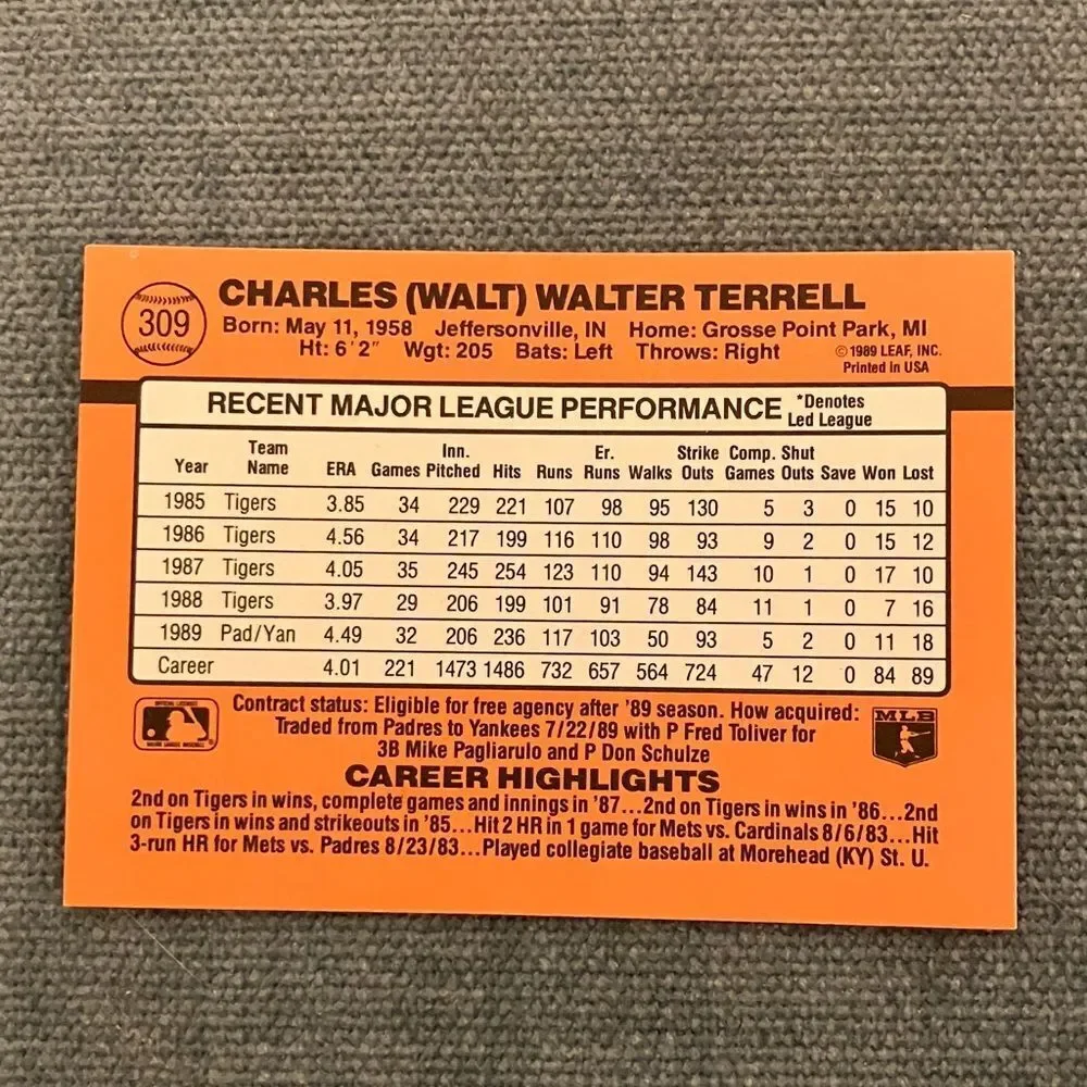 1990 Donruss New York Yankees Baseball Card Trading Card